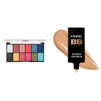 MARS 12 Shades Dance of Joy Eyeshadow Palette | Highly Pigmented and Blendable | Multicolor | Matte and Shimmer Finish (13.2g) (03-Multicolor) BB Cream Lightweight Foundation (30 ml) (Tan)