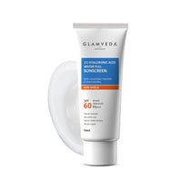 Glamveda Ultra-Light SPF 60 PA+++ Sunscreen 50 ml | Water-Full Hydration with 1% Hyaluronic Acid, Ceramides, Peptides & Niacinamide | Broad Spectrum | Anti-Aging, No White Cast, All Skin Types