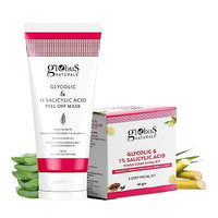 Globus Naturals Glycolic & 1% Salicylic Acid Peel Off Mask & Facial Kit Combo, Anti Acne & Oil Control Formula, For Normal to Oily Skin