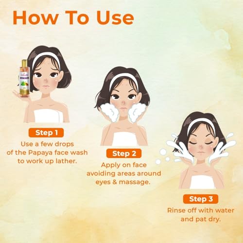 Khadi Mauri Herbal Anti Tan Papaya Face Wash For Skin Lightening & Tan Removing Enriched With Basil, Orange & Aloe Vera, 210 Ml