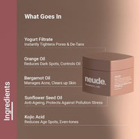 Neude FaceTime Instant Brightening Glow Face Mask 50ml – De-Tan Milk Face Pack with Yogurt Filtrate, Orange Oil & Kojic Acid for Glowing Skin, Blackhead Removal, Anti-Pigmentation & All Skin Types