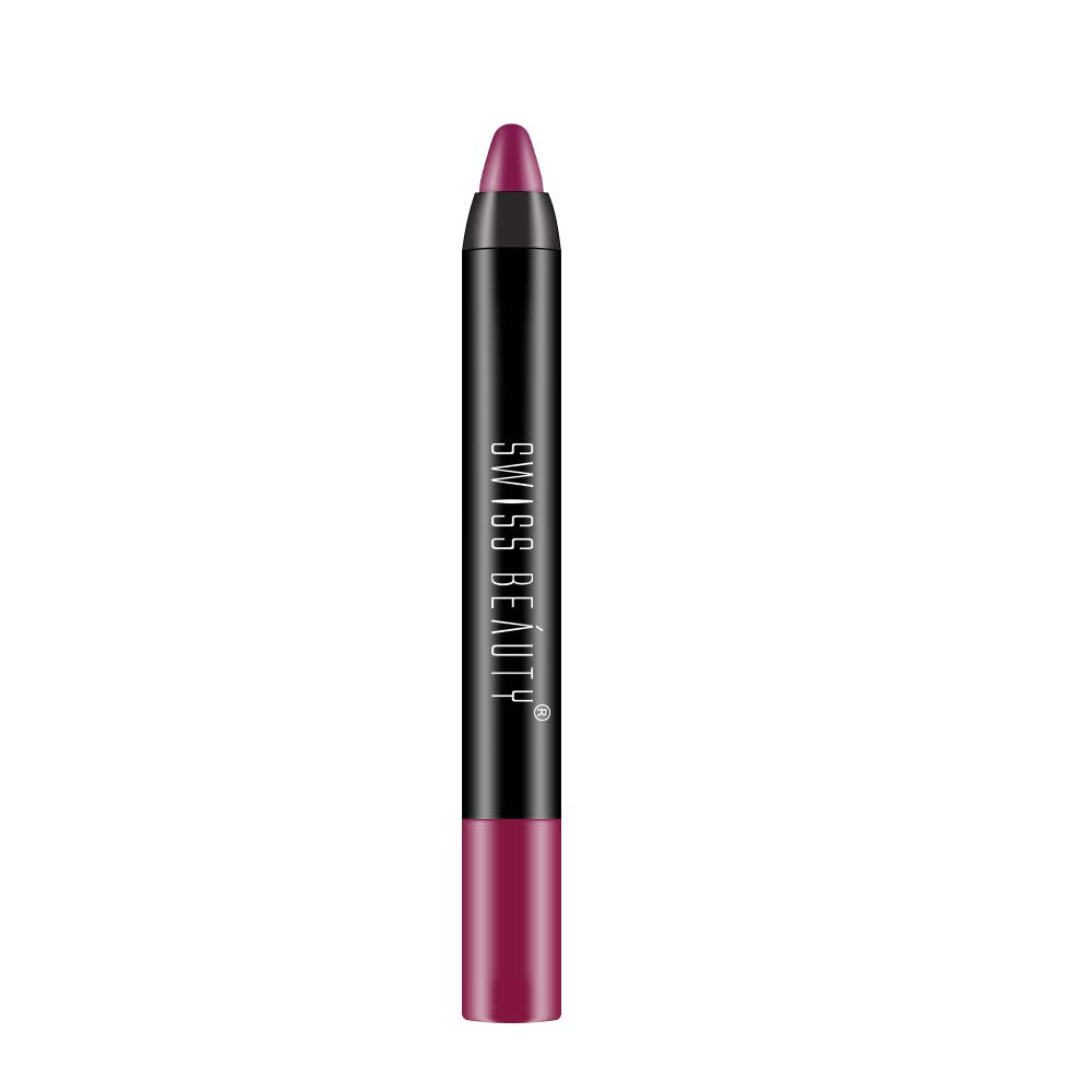 Swiss Beauty 12 Hrs. Stay Matte Lip Crayon, Night Out, 3g - Long Lasting, Waterproof, Super Stay, Matte Finish Lip Crayon, Long Wear, Crayon Lipstick