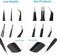 YHYZ 7pcs Precision Tweezers Set, Premium Anti - Static Stainless Steel ESD Tweezers Set Kit for Electronics, Sodlering，Jewelry, Craft, Laboratory Work, DIY