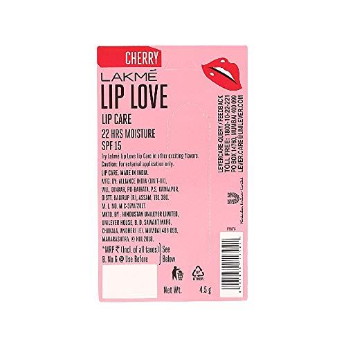 Lakmé Lip Love Chapstick Cherry, Lip Balm With Medium Spf 15, 4.5G & 9 To 5 Weightless Mousse Matte Foundation Cream for Dry Skin, Beige Vanilla, 6G