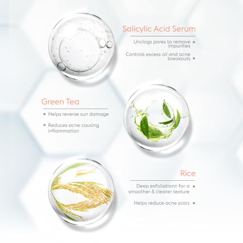 VLCC Oil Defense Scrub with Salicylic Acid Serum - 150g - Green Tea & Rice | Oil Controlling & Exfoliating Scrub. Controls Oiliness, Reduces Blackheads, & Whiteheads | Suitable for All Skin Types
