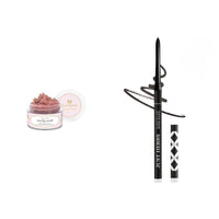 Just Herbs Ayurvedic Rose Lip Scrub For Dry & Just Herbs Retractable 2 in 1 Herbal Eyeliner + Kajal with Almond Oil & Vitamin E Combo