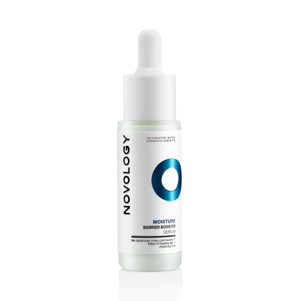 Novology Moisture Barrier Booster Serum with Hyaluronic Acid, Pro-Vitamin B5 & Pentavitin for 48 hours of Hydration | For Dry skin, Sensitive Skin | Non- Sticky | 28ml