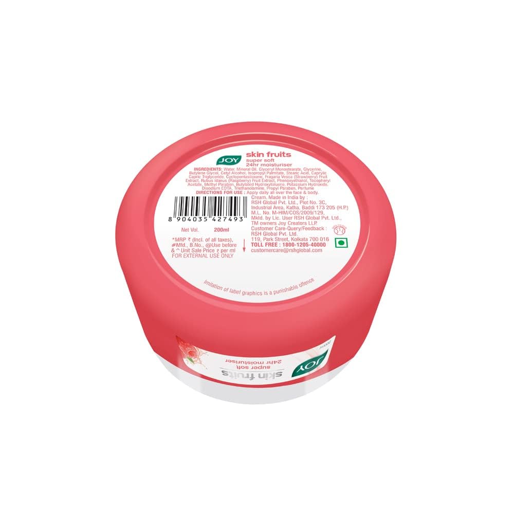 Joy Super Soft Skin Cold Cream for 24 Hr Moisturization - Berries (2 x 200ml) - Lightweight & Oil Free Moisturizer For Instant Hydration | Non Sticky & Non Greasy Cream for Hands, Face & Body