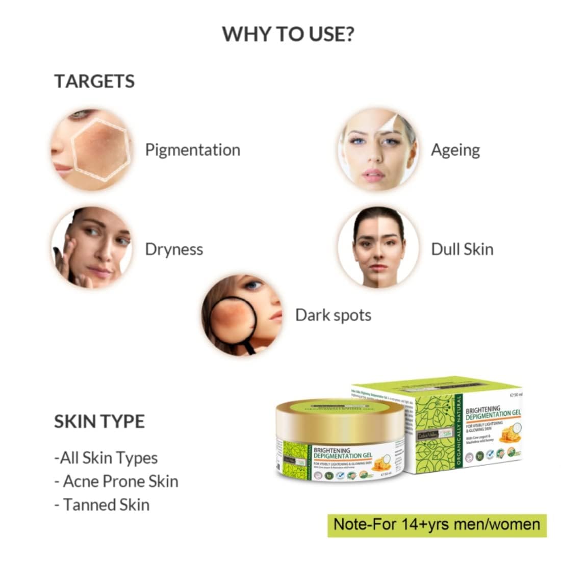 INDUS VALLEY Organic and Natural Cow's Milk Yogurt & Honey Depigmentation Gel with Rose Water Toner for Face (Gulab Jal) | 50 ml + 250 ml