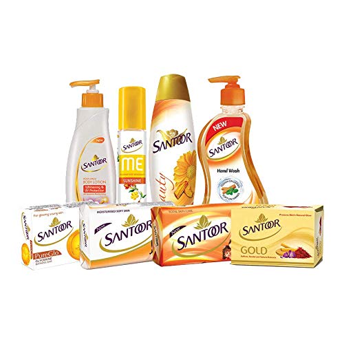 Santoor Gold Bathing Bar Soap with Kashmiri Saffron, Sandal & Sakura Extracts for Soft & Younger-Looking Skin| Gentle & Rich Lathering Formula with Refreshing Fragrance| For All Skin Types| 125g, Pack of 12