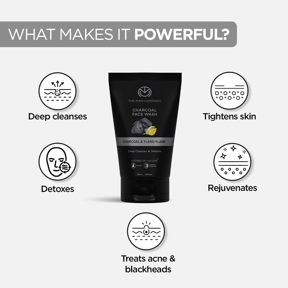 The Man Company DeTan Daily Pack with Activated Charcoal Face Wash & Daily Moisturising Face Cream | Argan, Shea Butter, Vitamin E | Deep Cleansing, Moisturizing - Pack of 2