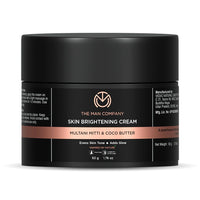 The Man Company Skin Brightening Cream - 50gm for Glowing Radiant Skin | Enriched with Multani Mitti, Coco Butter, Hyaluronic Acid | Reduces Acne & Dark Spots Naturally