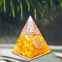 Orgone Pyramid | Citrine Orgonite Pyramid for Wisdom, Wealth & Success | Healing Crystal Gemstone Pyramid | Orgone Pyramid Crystal - Handmade In India