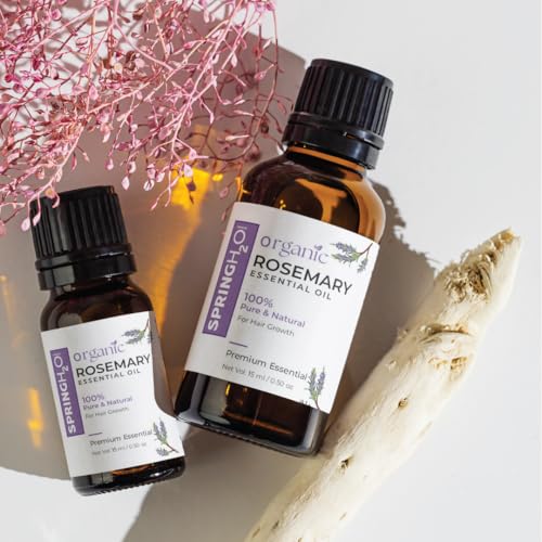 SPRING H2O Organic Rosemary Essential Oil | 100% Pure and Natural For Hair Growth | 15ML