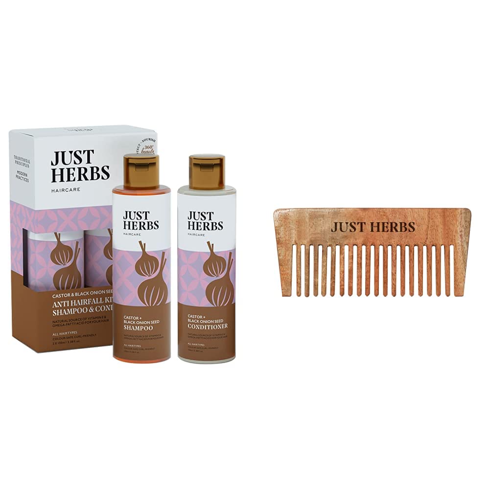 Just Herbs Black Onion Seed Hair care combo with Wooden Comb