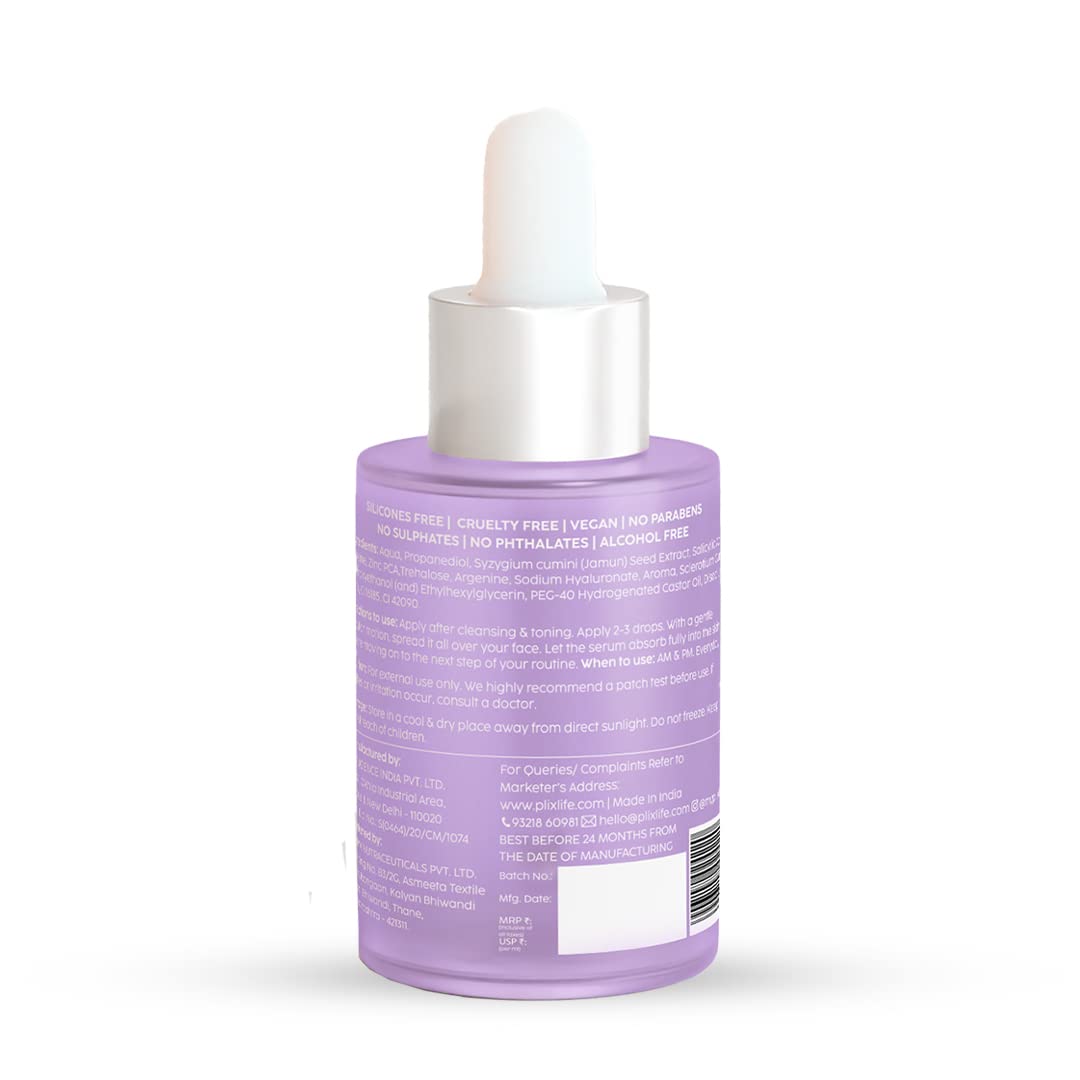 The Plant Fix Plix 2% Salicylic Acid Jamun Active Acne Control Dewy Serum 30 ml for Active Acne & Dark Spot Reduction with Caffeine for Breakout Control (Pack of 1)