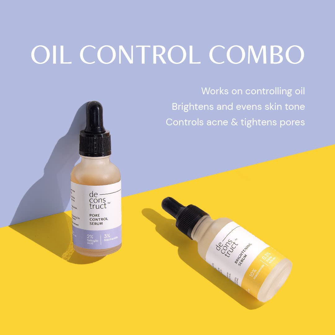 Deconstruct Oil Control Combo | 10% Niacinamide & 0.3% Alpha Arbutin and 2% Salicylic Acid & 3% Niacinamide | For All Skin Types | 30ml each | Pack of 2