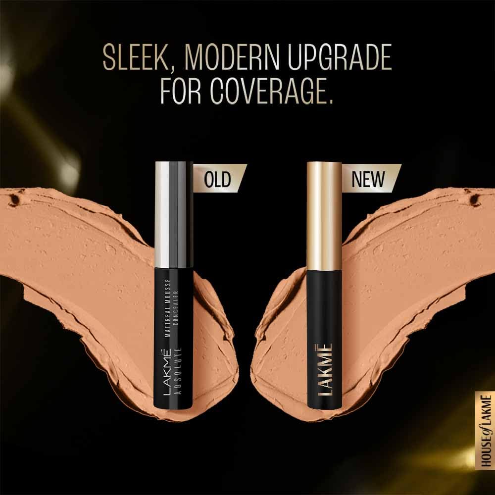 Lakmé Absolute Mattereal Mousse Full Coverage Concealer for all skin types , Sand, 9 g