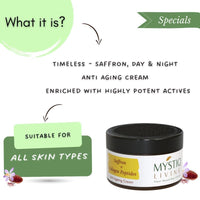 Mystiq Living Timeless Anti Aging Cream for Women - 50 GM | Age Spot Removal, Wrinkle Control, Cell Regeneration | Saffron, Ashwagandha, Collagen