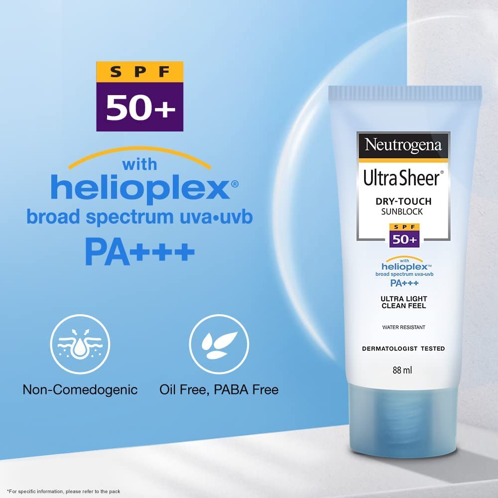 Neutrogena Ultrasheer Sunscreen For All Skin Types Spf 50+, 80G (Pack Of 2)