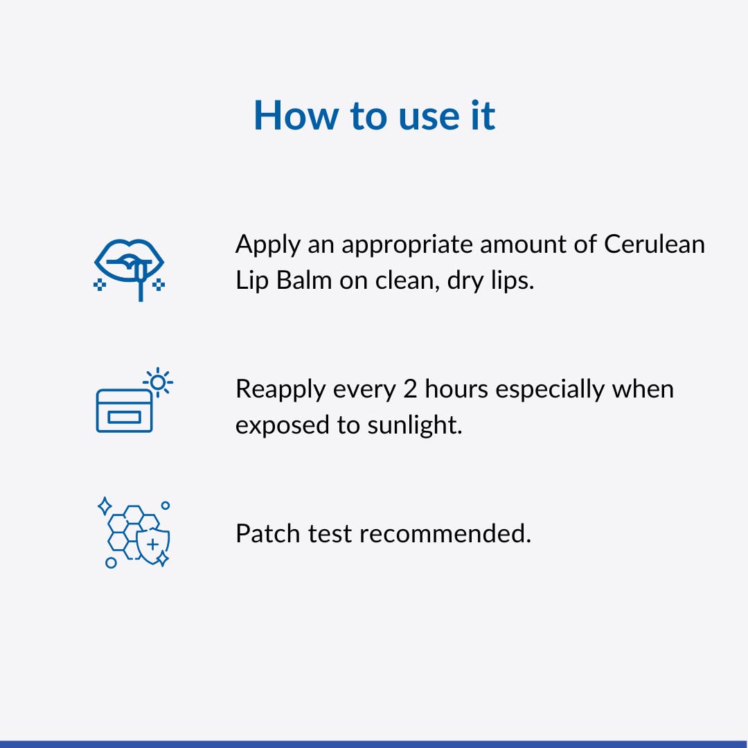 Cerulean SPF 20 Lip Balm for Dry and Chapped Lips with UV Protection | For Smooth Soft Lips | Lip Care With Camphor & Cocoa Butter | Repairs Damaged Lip Barrier | SPF 20 for Sun Damage and Discoloration | For Women & Men | Paraben & Fragrance-Free | 15gm