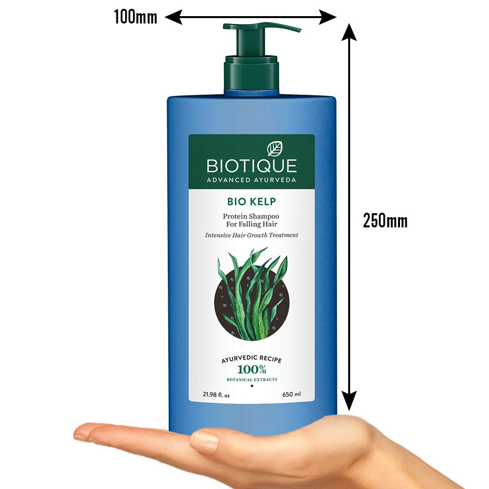 Biotique Bio Kelp Protein Shampoo for Falling Hair Intensive Hair Regrowth Treatment, 180ml And Biotique Bio Kelp Protein Shampoo for Falling Hair Intensive Hair Regrowth Treatment, 650ml