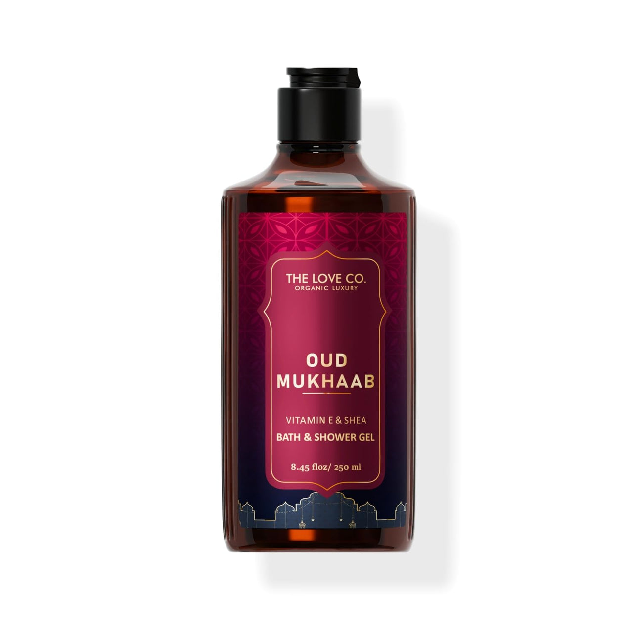 THE LOVE CO Oud Mukhaab - Oud Vanilla Body Wash - For Men & Women Organic & Vegan, Enriched with Shea Butter, Vitamin E, & Niacinamide for Moisturizing Care - 250ml