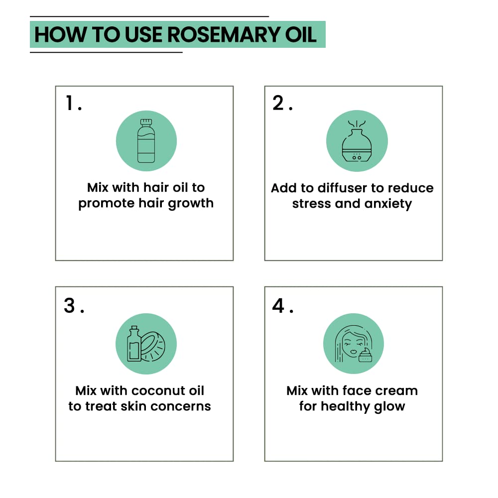 Rey Naturals Rosemary Oil For Hair Growth | Rosemary Essential Oil For Hair Growth | Rosemary Oil Essential Oil For Skin & Body | Pure Rosemary Oil | Pure Rosemary Hair Oil For Men & Women - 15ml*2