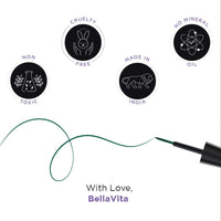 BELLAVITA Intense Drama Waterproof Eyeliner, Green, Matte Finish, Smudge-Proof, Fast-Drying, Felt Tip Applicator, Enriched with Biotin, 3.5 ml