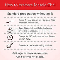 Golden Tips Indian Masala Chai, Loose Leaf Black Tea with Green Cardamom & Cinnamon, Authentic Spiced Tea Blend, Bold & Aromatic Flavor, Traditional Indian Chai (100 Gram, 50 cups)