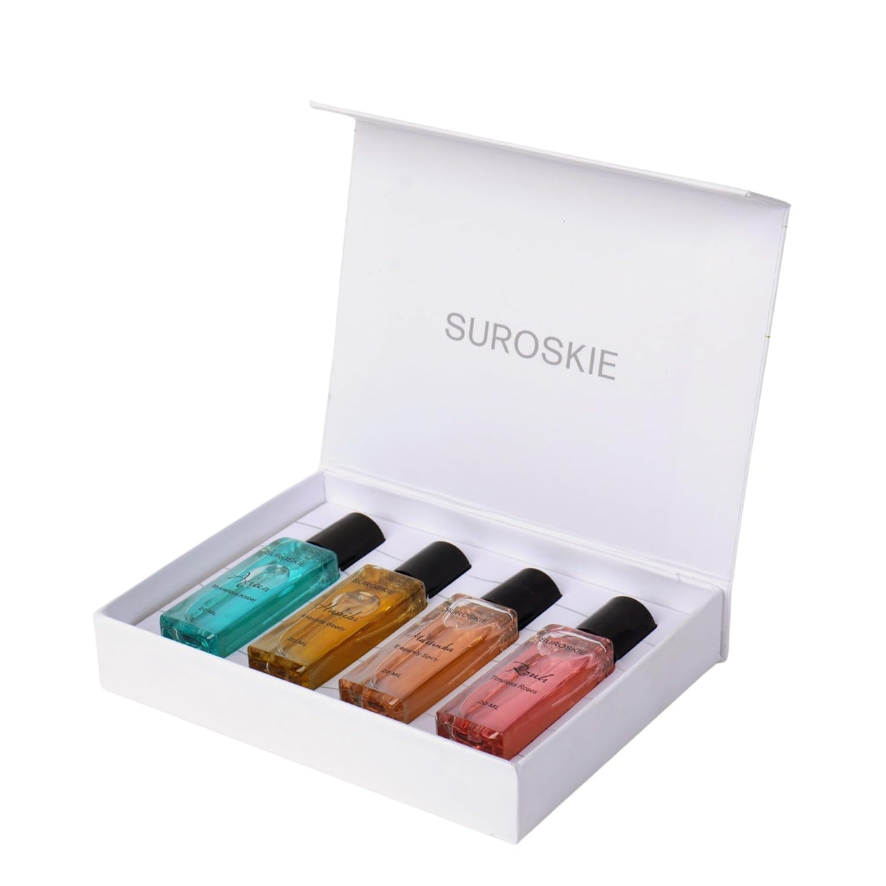 Suroskie Unisex Perfume Gift Set For Men & Women (4 X 20Ml) | Luxury Eau De Parfum | Long Lasting & Pocket Freindly | Aromatic Blend Of Aqua, Saffron, Cinnamon | Citrus, Floral & Woody Notes Fragrance