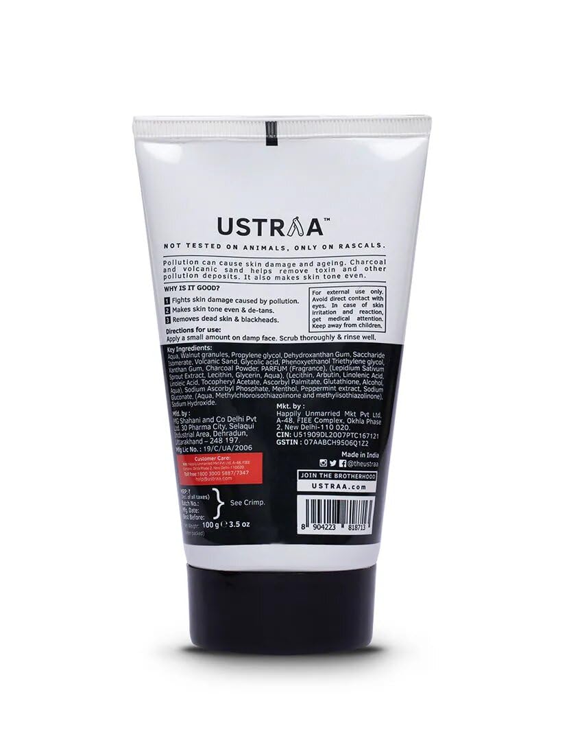 Ustraa Power Face Wash - 100g - Energize and De-Tan | Dermatologicallyl Tested | Effective Tan Removal | Removes Dead Skin, Brightens Skin, Refresh & Recharge, NO SLS, No Paraben