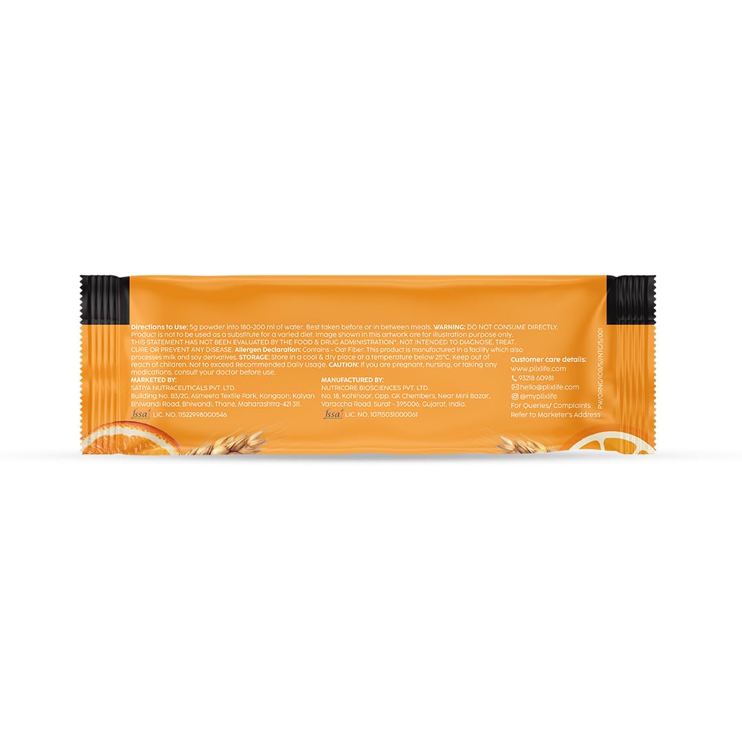 PLIX - THE PLANT FIX Isabgol Orange Burst| Improve Digestive Health And Gut Cleanse| Psyllium Husk Powder| No Added Preservatives OR Sugar| 30 Days Serving