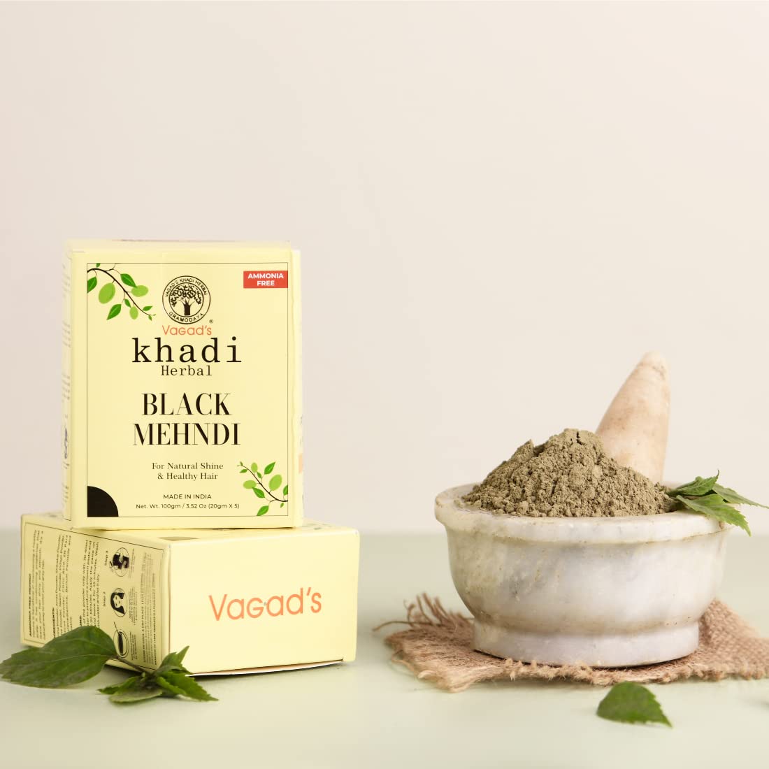 VAGAD'S KHADI HERBAL GRAMODAYA Black Mehndi, Henna, 300g - Black (Pack of 3)