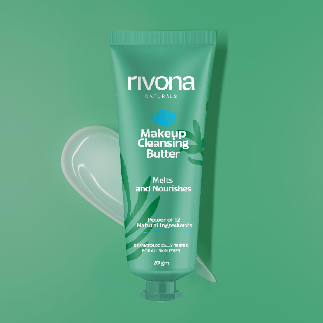 Rivona Naturals Makeup Cleansing Butter | Coconut Oil + Jojoba Oil | Gentle Makeup Remover Enriched with 12 Active herbs |All Skin types |20 gm
