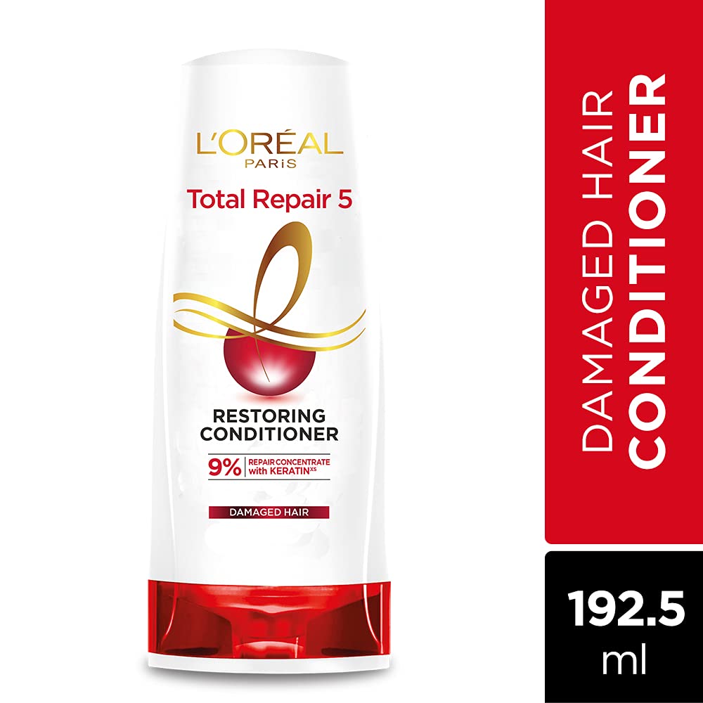 L'Oreal Paris Dream Lengths Shampoo, 192.5 ml & L'Oreal Paris Total Repair 5 Restoring Conditioner with Keratin XS, 192.5ml