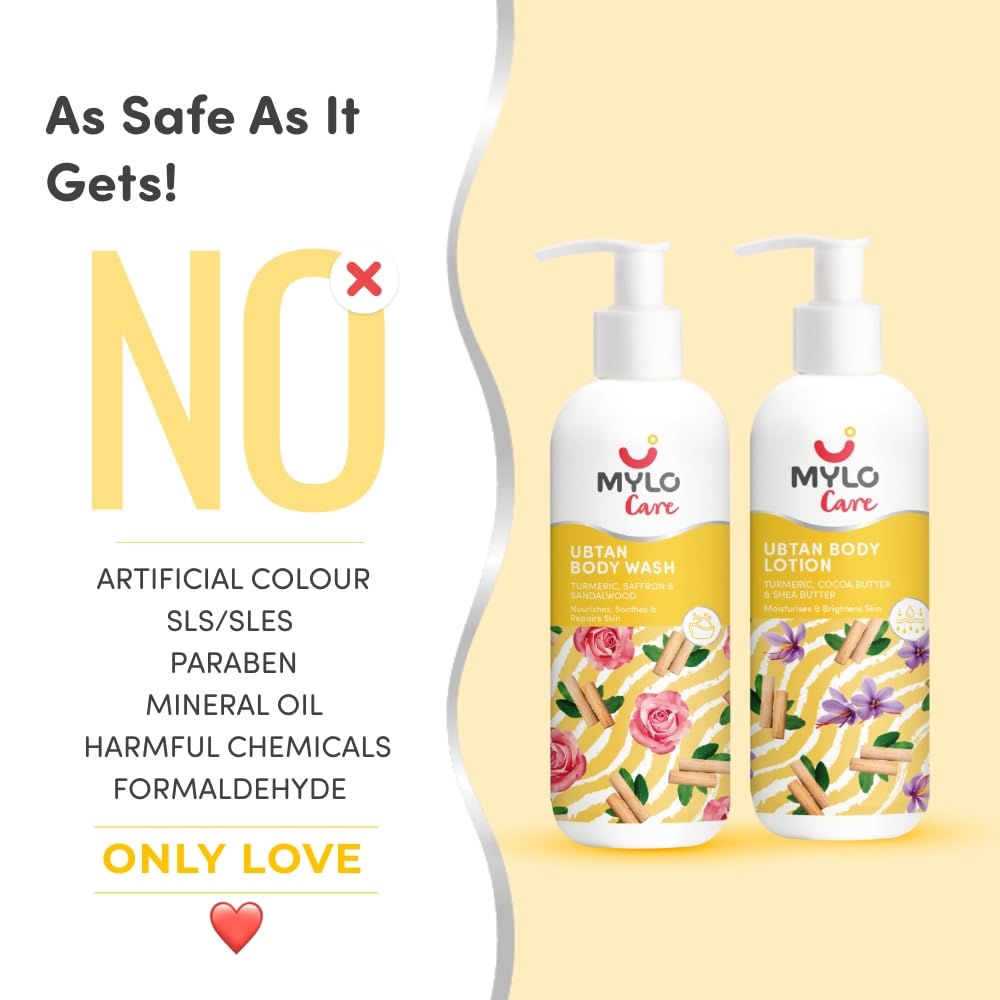 Mylo Veda Ubtan Body Lotion-275ml for Glowing Skin with the Goodness of Nalpamaradi Oil, Turmeric, Cocoa Butter & Shea Butter, Free from Parabens, Sulfates, Phthalates, Mineral Oil for All Skin Types