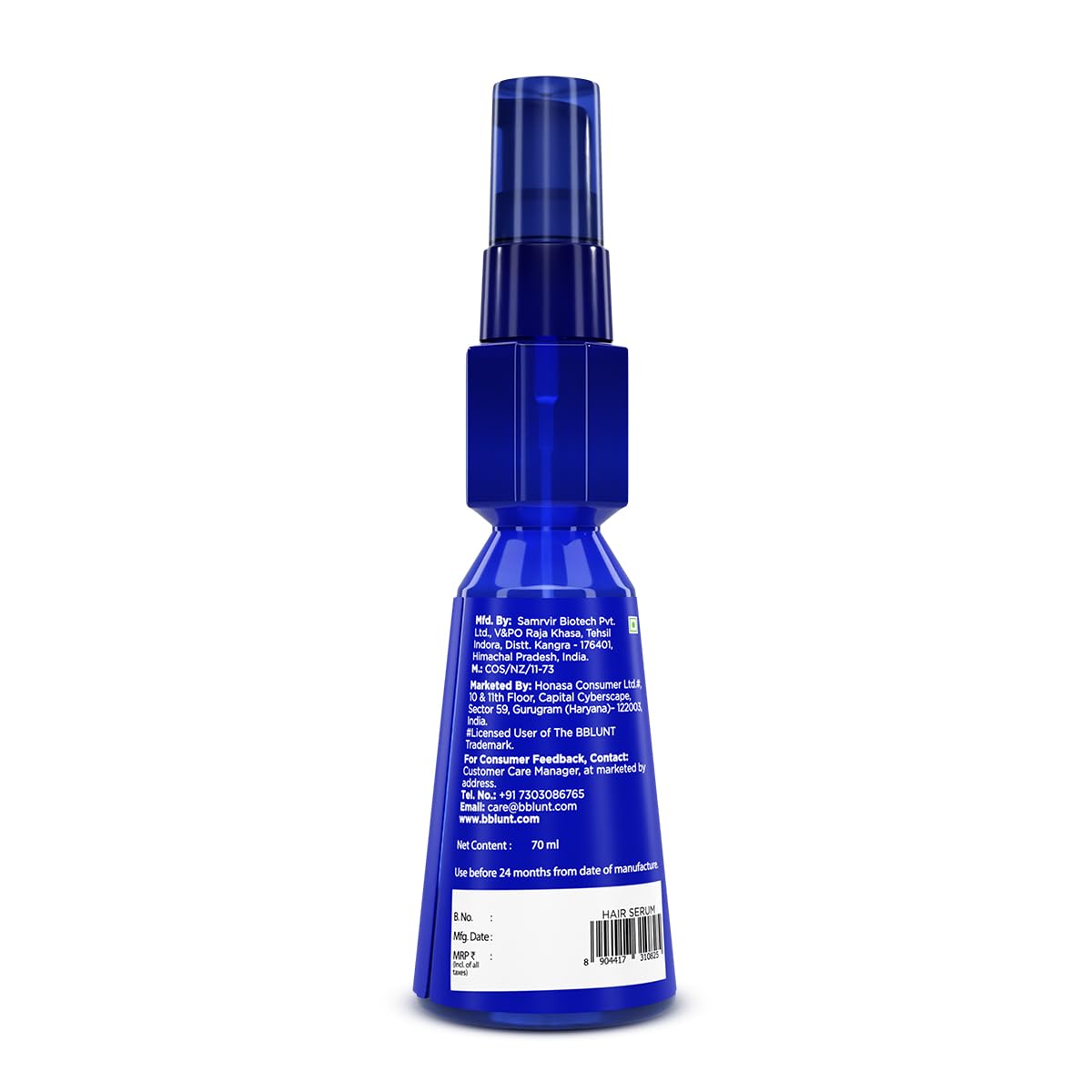 BBLUNT Intense Moisture Hair Serum with Vitamin E & Jojoba Oil* - 70 ml 30x Frizz Reduction for Upto 72 Hours* | 31x Smoother Hair in Just 1 Use*