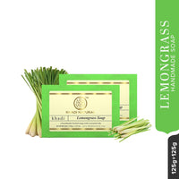 Khadi Natural Lemongrass Soap, 125g|Herbal Bathing Soap for Healthy Skin | Natural Soap with Essential Oils | Soap for relieving stress | Suitable for All Skin Types|Pack of 2