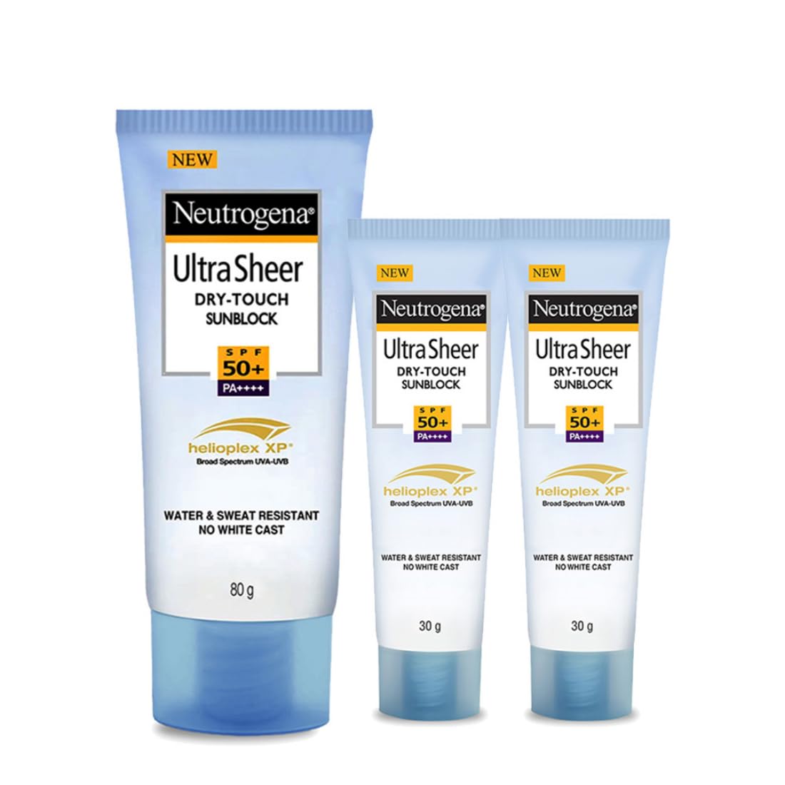Neutrogena Ultra Sheer Sunscreen Best Value Combo (Pack of 3) – 80ml, 30ml & 30ml