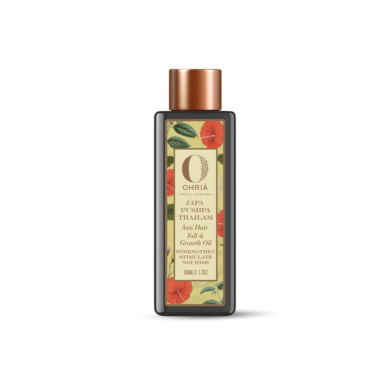 Ohria Ayurveda Japa Pushpa Thailam Hair Oil | Ayurvedic Herbal Blend with Neelibringadi Oil | Supports Hair Strength and Nourishment | For All Hair Types – 50ml