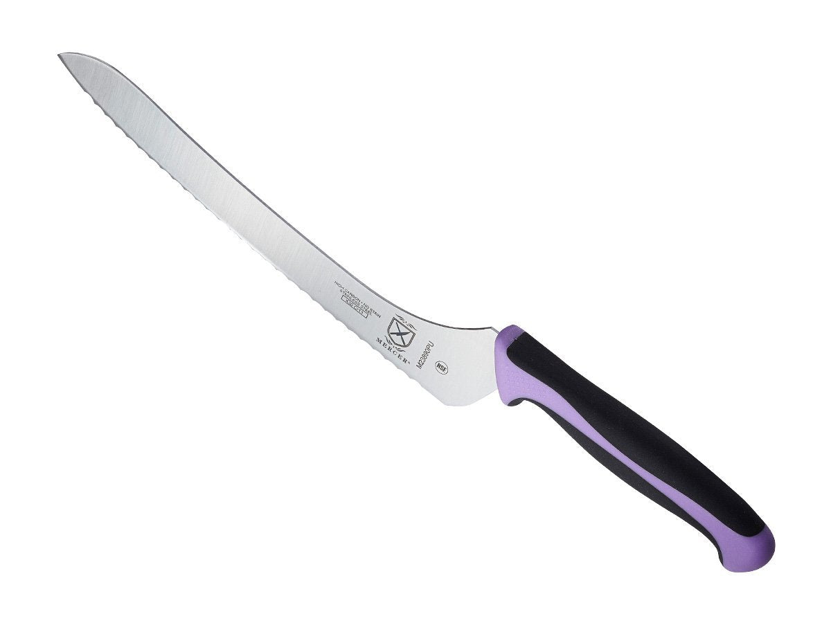 Mercer Culinary Millennia Colors Bread Knife, 9-Inch Offset Wavy Edge, Purple Offset Wavy Edge Bread Knife 9" Offset Bread Knife (Wavy Edge)
