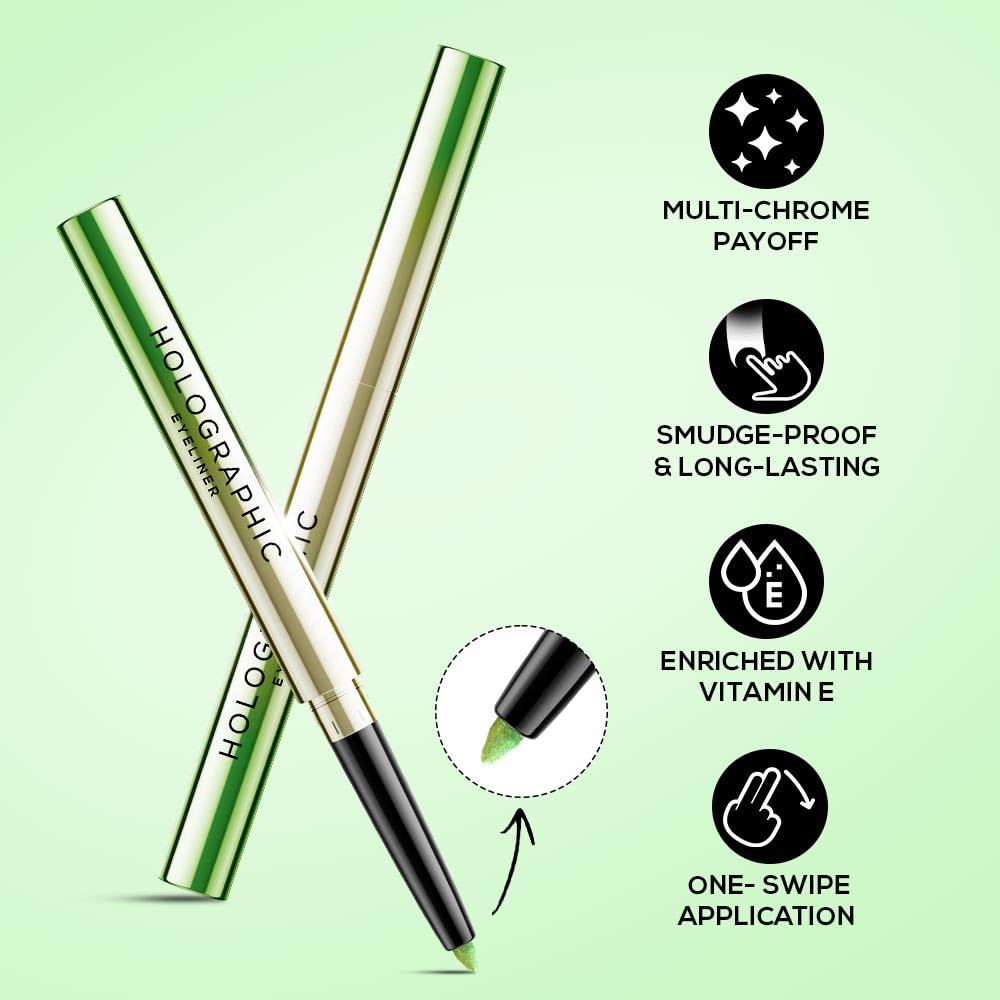 RENEE Holographic Eyeliner, Smudge-Proof & Long-Lasting, Easy Glide & Quick-Drying Formula with Monochrome Effect, Intense Color Pay-Off, Infused with Vitamin E, 02 Saturn