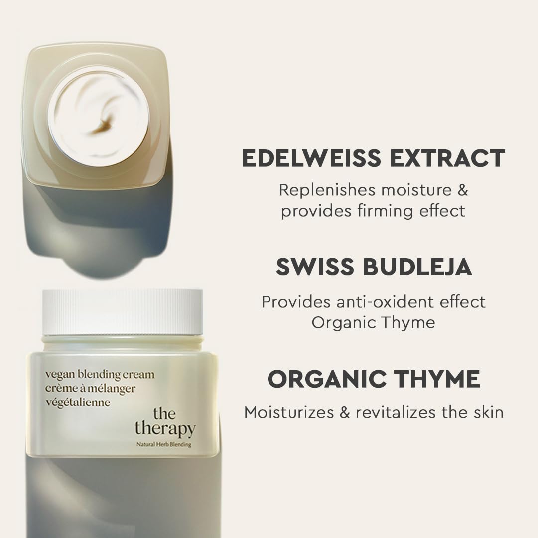 The Face Shop The Therapy Vegan Blending Cream | Organic Vegan Anti-aging Face Moisturizer | Elasticity Improvement,Skin-Friendly,2-in-1 Gel & Cream | Eco-Friendly,Refillable,K-Beauty