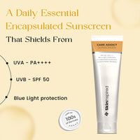 Care Addict Encapsulated Sunscreen SPF 50 For Dry Skin With Pa++++ | Broad Spectrum UV A, UV B & Blue Light Protection | Contains Ceramides & Hyaluronic Acid | No White Cast | For All Skin Type | 50G
