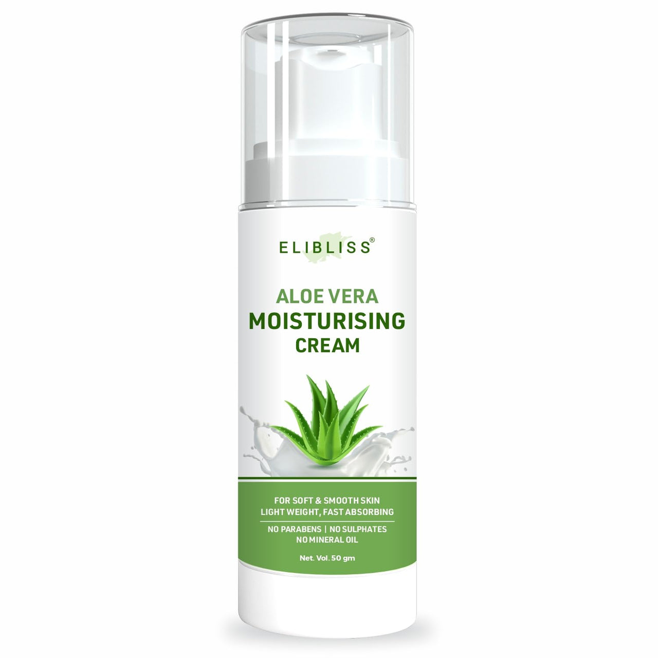 Elibliss Aloe Vera Moisturising Cream, 50 gm, Light Weight, Fast Absorbing