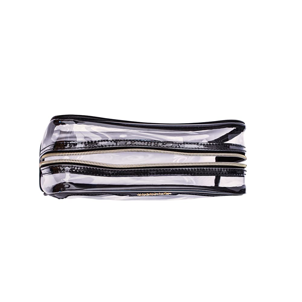 Colorbar LIPS & LASHES BOX POUCH(SET OF TWO) - BLACK II 1 Large Main Compartment + Small Black Pouch II Metallic Embellishments and Zipper II PVC + Polyester material