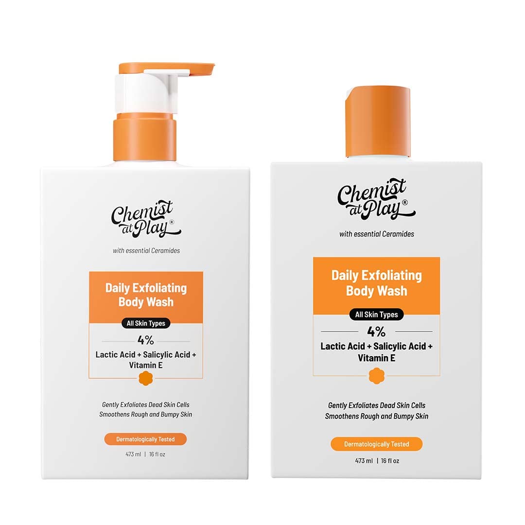 Bare Anatomy Anti Dandruff Shampoo AllHair types 250ml and Chemist At Play 1% Salicylic Acid Exfoliating Body Wash 473ml
