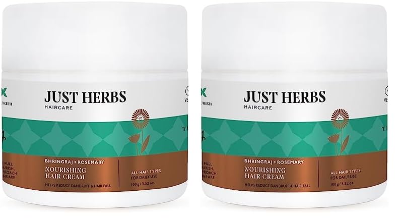 Just Herbs Nourishing Hair Cream for Men & Women with Bhringraj & Rosemary, Helps Reduce Dandruff and Hairfall 100 g (Pack of 2)