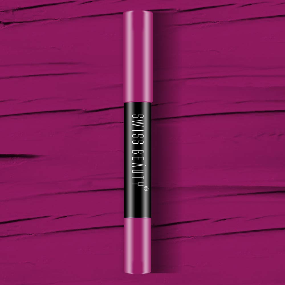 Swiss Beauty 12 Hrs. Stay Matte Lip Crayon, Plum Pink, 3g - Long Lasting, Waterproof, Super Stay, Matte Finish Lip Crayon, Long Wear, Crayon Lipstick
